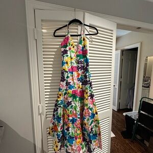 Vibrant Floral Halter Maxi Dress